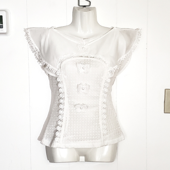 HAN QING MUMU CLASSY WHITE TOP - Picture 1 of 9